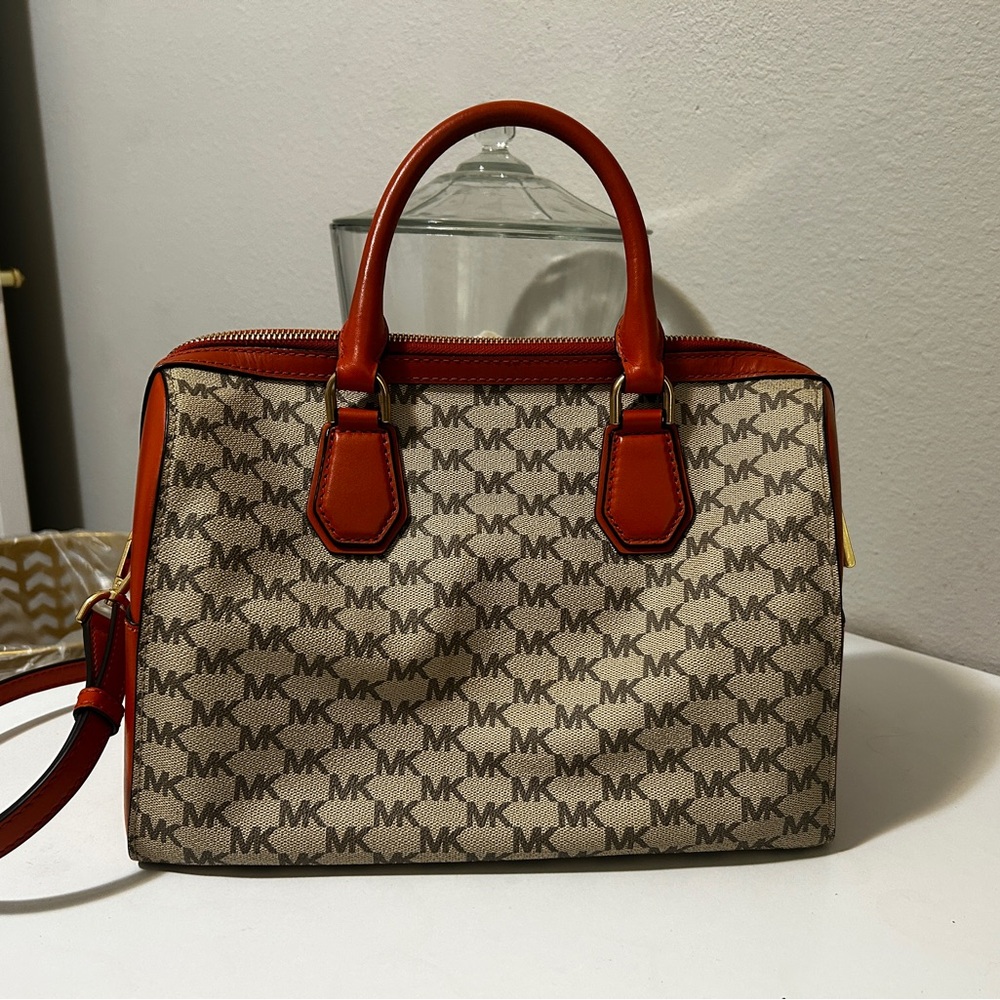 Michael Kors Signature Brown and orange Satchel